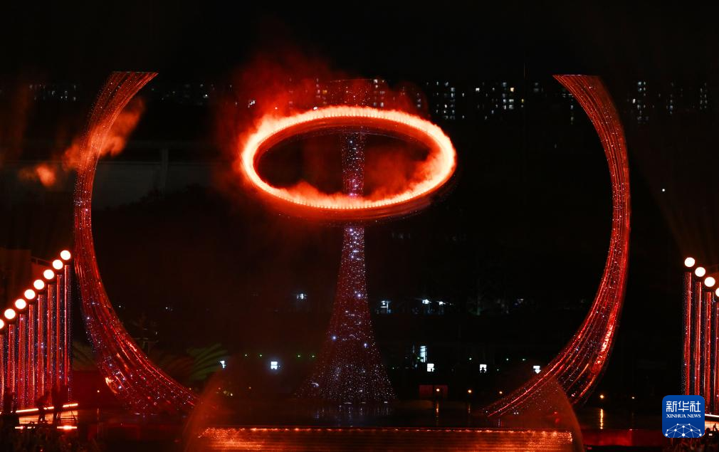 11月9日,主火炬被点燃。当日,第十五届全运会开幕式在广东奥林匹克体育中心举行。新华社记者 胡虎虎摄
